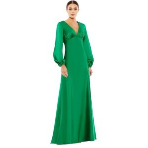 Ieena for Mac Duggal Satin Dress Emerald Green NWT